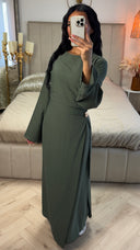 Split Dress Golden Button Detail Integrated Skirt