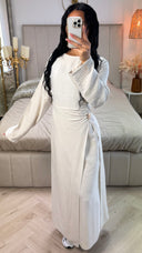 Split Dress Golden Button Detail Integrated Skirt