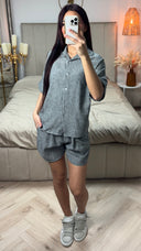 2pcs Blouse + Shorts Linnenlook Set