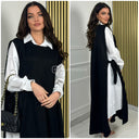 2pcs Heavy Corduroy Maxi Dress + Long Blouse Set