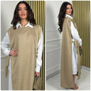 2pcs Heavy Corduroy Maxi Dress + Long Blouse Set