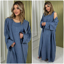 2-teiliges Set in Leinenoptik, ärmelloses Kleid + Kimono, Oversized