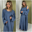 2-teiliges Set in Leinenoptik, ärmelloses Kleid + Kimono, Oversized