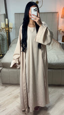 2pcs Set Kimono + Dress Oversized Rhinestone Abaya