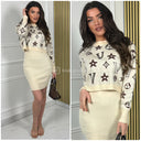 2-teiliges V-Glitzer-Kleid- und Pullover-Set 2485