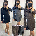 Glitter Dress Waist Sexy Back