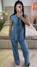 Mouwloze Viscose Set met 3 Strikdetails