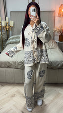 3 Ties Oriental V Neck Set