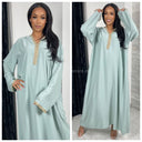 Golden Embroidery Wrist Hoodie Neck Abaya Super Oversized