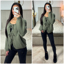 Basic-Cardigan mit 3 Bändern 6072