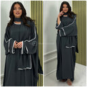 3pcs Kimono + Dress + HeadscarfShawl White Line Detail