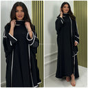 3pcs Kimono + Dress + HeadscarfShawl White Line Detail