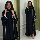 3-teiliges Set Kimono + Kleid + Kopftuch Schal mit weißen Linien