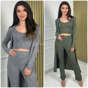 3pcs Thick Pbt Set Vest+Top+Wide Leg Pants