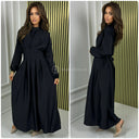 Satin Maxi Plissierter Taillengürtel mit Bindedetail