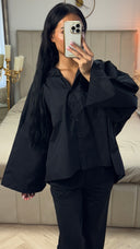 Oversized Blouse met Wijde Mouwen – Katoenblend