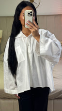 Oversized Blouse met Wijde Mouwen – Katoenblend