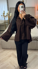 Oversized Blouse met Wijde Mouwen – Katoenblend