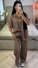 2-Delige Set van Katoen met Gouden Knopen – Korte Mouw & Wijde Broek