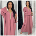 Golden Embroidery Wrist Hoodie Neck Abaya Super Oversized