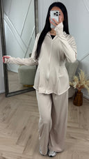 Sportieve 2-Piece Fitness Set met Rits en Wijde Broek