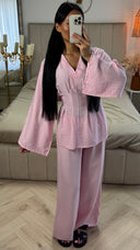 2-Delige Set met Tailleplooien en Wijde Broek – Viscoseblend