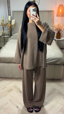 Jacquard Twee-Delige Set met Wijde Mouwen