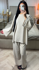 Jacquard Twee-Delige Set met Wijde Mouwen