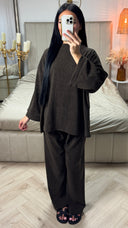 Jacquard Twee-Delige Set met Wijde Mouwen