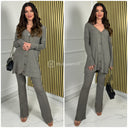 Thick Ribbed 5 Buttons Wide Leg PBT Set