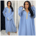 Golden Embroidery Wrist Hoodie Neck Abaya Super Oversized