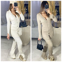 Split Details Thick Ribbed Button Vest Set