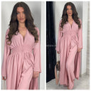 2pcs Beautiful Set Long Vest Wide Legs Elastic Waist Detail