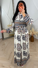 Bohemian Print Maxi Jurk met Ceintuur 5103