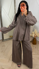 2-Delige Oversized Katoenen Set met Ballonmouwen