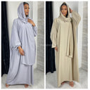 Superübergroße Glanz-Abaya mit Kopftuch, MADE IN ITALY