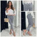 Premium Quality Gray Stretch Front Split Jeans 77201B