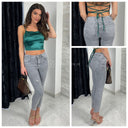 Hochwertige Stretch-Jeans in Distressed-Optik in Grau 77327