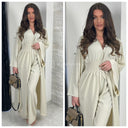 2pcs Beautiful Set Long Vest Wide Legs Elastic Waist Detail