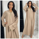 Golden Embroidery Wrist Hoodie Neck Abaya Super Oversized