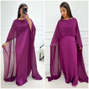 Satin Maxi Dress With Cape