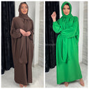 Superübergroße Glanz-Abaya mit Kopftuch, MADE IN ITALY