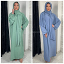 Superübergroße Glanz-Abaya mit Kopftuch, MADE IN ITALY