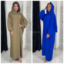 Superübergroße Glanz-Abaya mit Kopftuch, MADE IN ITALY