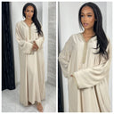 Golden Embroidery Wrist Hoodie Neck Abaya Super Oversized