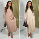 Premium Stripe 3D Material Round Neck Maxi Dress