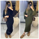 Folded Arms Knitwear Long Skirt Split Set