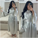 Tie Belt Metallic Dress