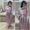Tie Belt Metallic Dress