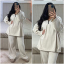 Zipper Corduroy Wide Leg Set